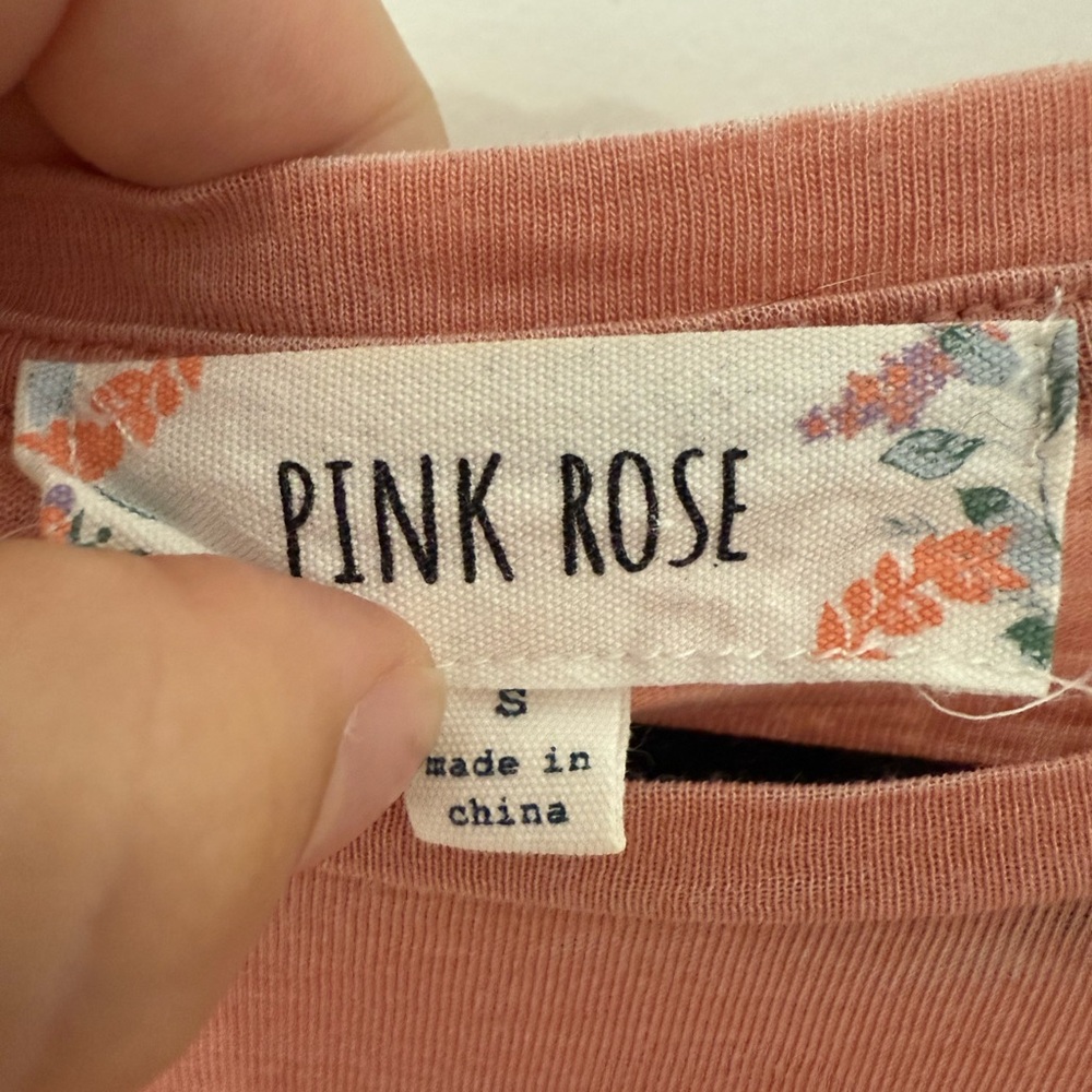 Women’s Pink Rose Short Sleeve Ruffle Top - Dusty Pink, Size S - Picture 3 of 3